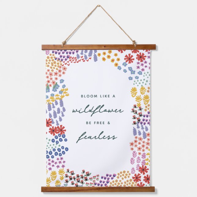 Feld Blume Wandteppich Mit Holzrahmen (Vorderseite)