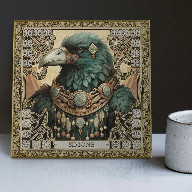 Feld "Crow Spirit Animal Personalisiert Name" Fliese (Von Creator hochgeladen)