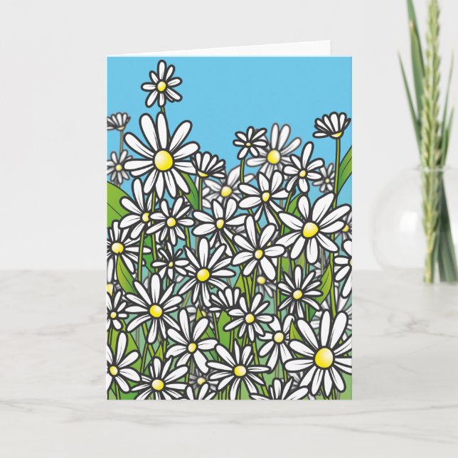 Feld der Blumen des weißen Gänseblümchens Karte (Vorderseite)