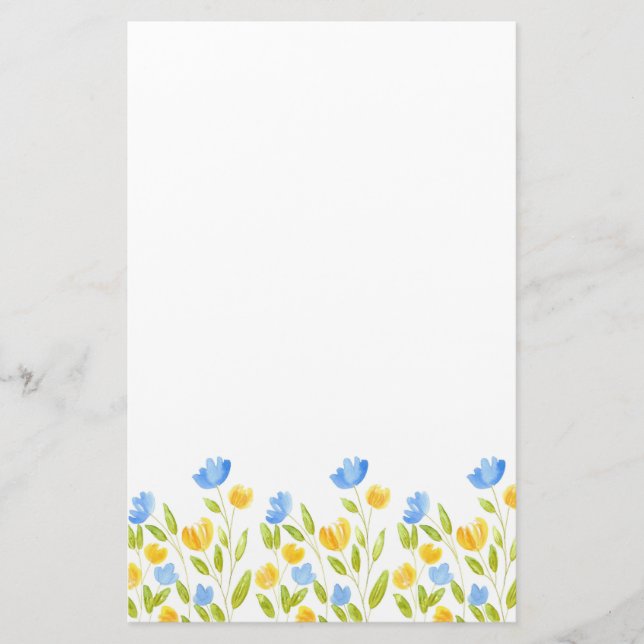 Feld der gelben blauen Blumen Briefpapier (Vorderseite)