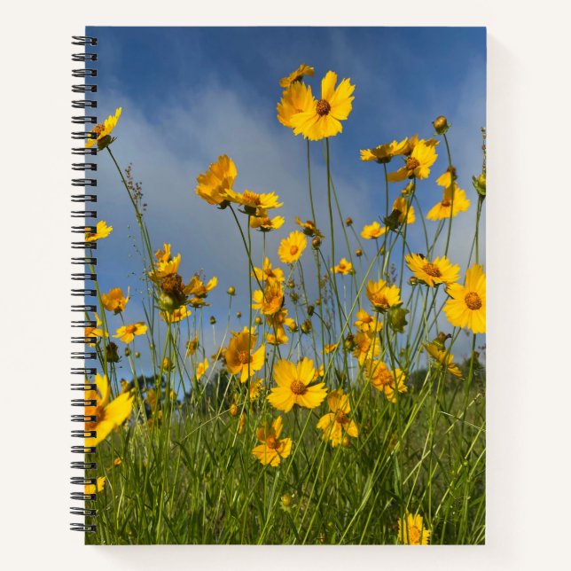Feld der gelben Blumen Notizbuch (Vorderseite)