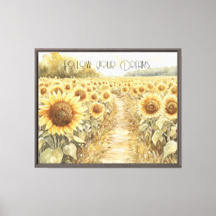 Feld der gelben Sonnenblumen   Leinwanddruck