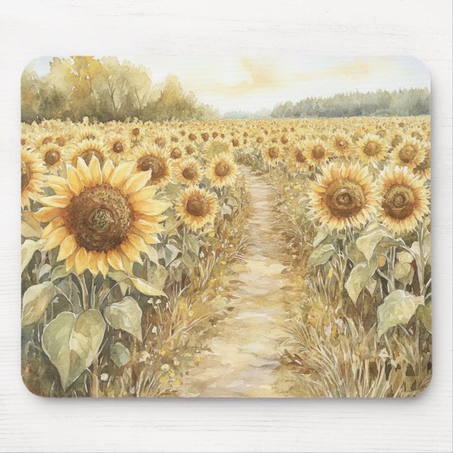 Feld der gelben Sonnenblumen Mousepad (Vorne)