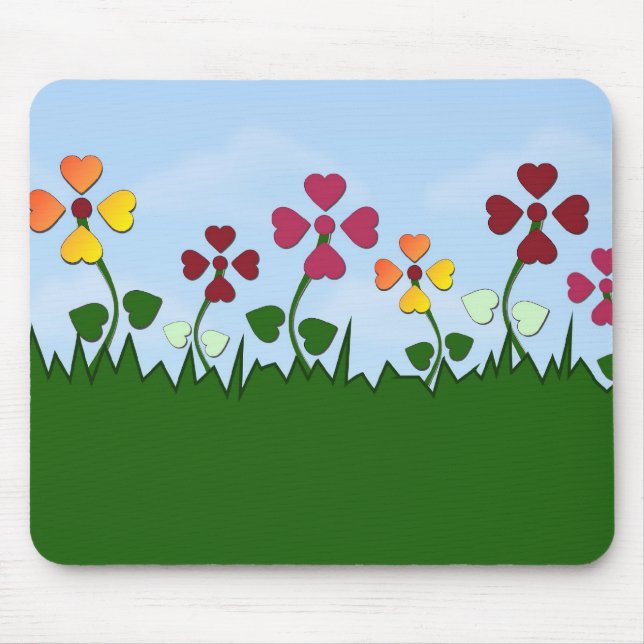 Feld der Herz-Blumen Mousepad (Vorne)