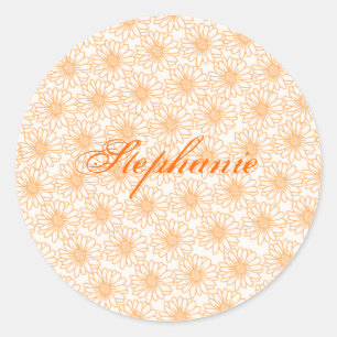 Feld der Milchumhüllungen, orangefarbene Blume Runder Aufkleber