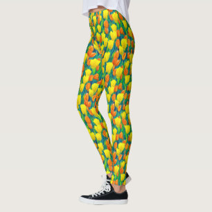 Feld der orangen und gelben Tulpen Leggings