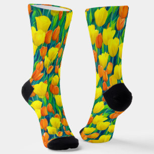 Feld der orangen und gelben Tulpen Socken