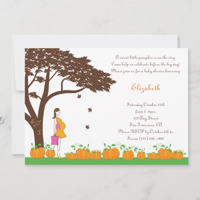 Feld der Pumpkins Girl-Babydusche Einladungen (Vorderseite)