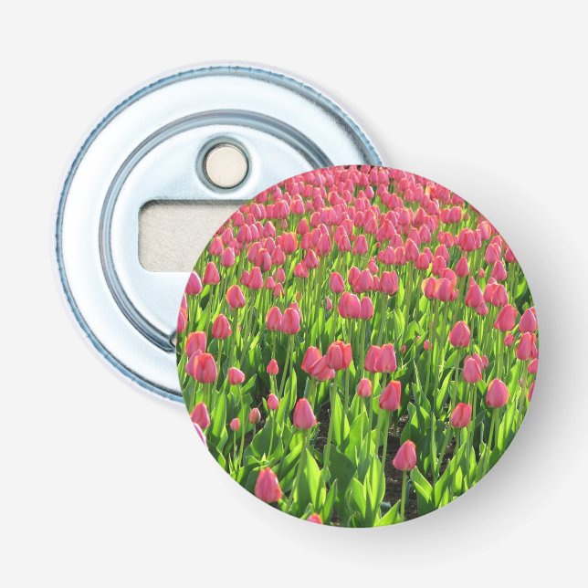 Feld der rosafarbenen Tulpen Flaschenöffner (Vorderseite)