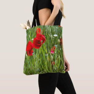 Feld der roten Mohnblumen Tasche