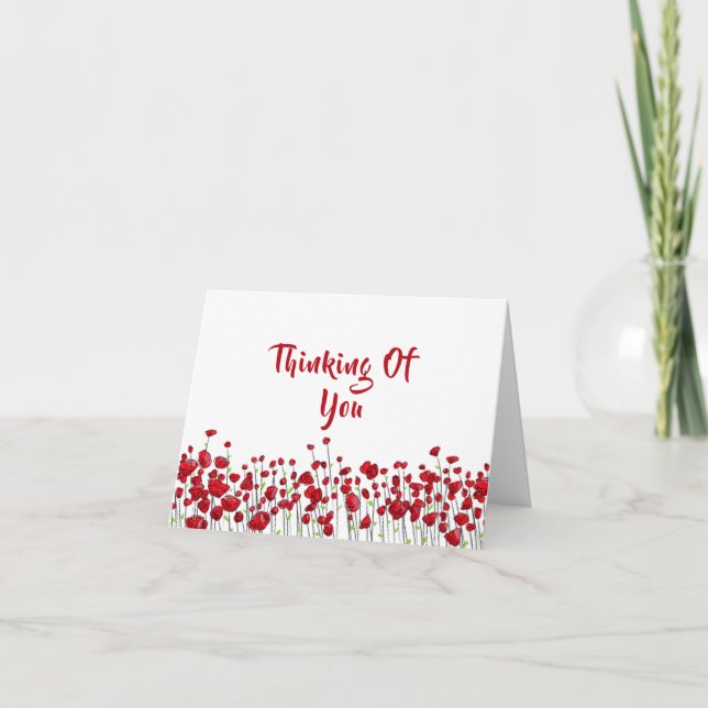 Feld der roten Pflücken "Denken Sie an Sie" Karte (Vorderseite)