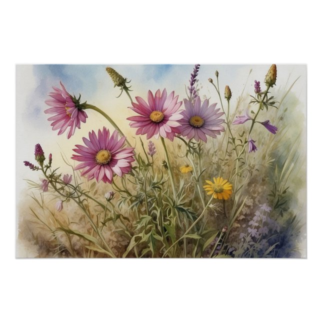 Feld der Sommer-Wildblumen Naturvorführung Poster (Vorderseite)