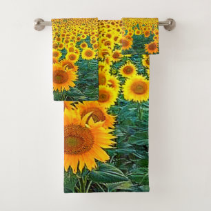 Feld der Sonnenblumen Goldener Sonnenaufgang Badhandtuch Set