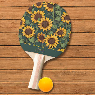 Feld der Sonnenblumen-Monogramm Tischtennis Schläger