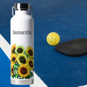 Feld der Sonnenblumen-Monogramm Trinkflasche