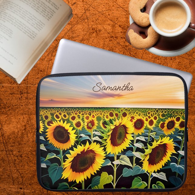 Feld der Sonnenblumen Unterschrift Laptopschutzhülle (Von Creator hochgeladen)