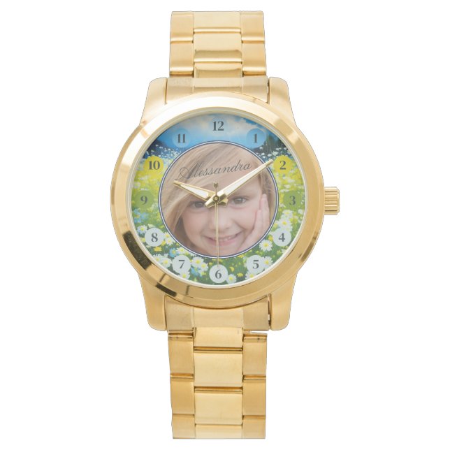 Feld der wild lebenden Blume Armbanduhr (Vorderseite)