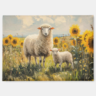 Feld für Schaf- und Lamellensonnenblumen Magnet