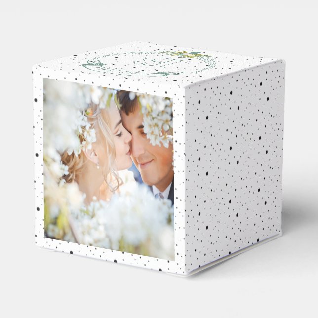 Feld Gastgeschenk Hochzeit Ihre Fotos Monogramm-Na Geschenkschachtel (Rückseite)