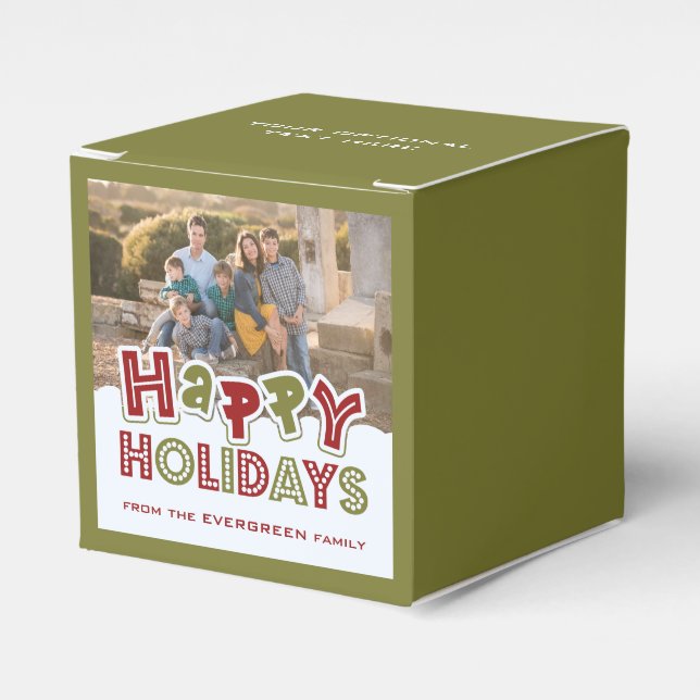Feld "Happy Holidays" für benutzerdefinierte Foto- Geschenkschachtel (Vorderseite)