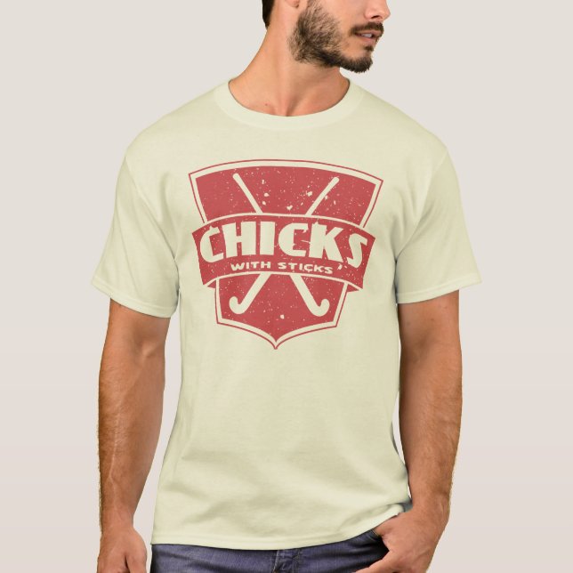 Feld-Hockey-Küken mit Stöcken T-Shirt (Vorderseite)