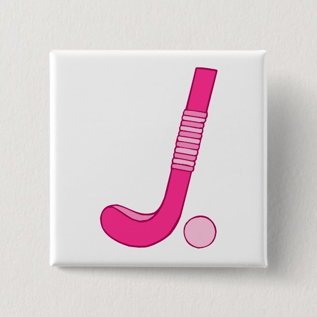 Feld-Hockey-Rosaballstock Button (Vorderseite)