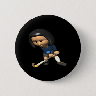 Feld-Hockey-Spieler 3 Button