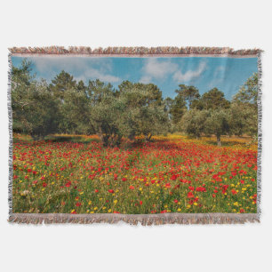 Feld mit Blume und Bäumen Decke