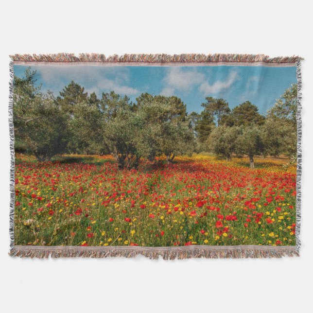 Feld mit Blume und Bäumen Decke (Vorderseite)