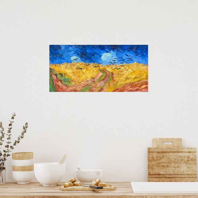 Feld mit Kronen (1890) Van Gogh Landschaft Poster (Küche)