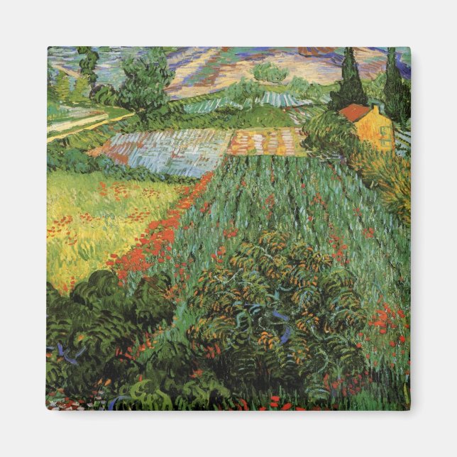 Feld mit Pflücken von Vincent van Gogh Magnet (Vorne)