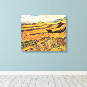Feld mit Plowman und Mill von Vincent van Gogh Leinwanddruck