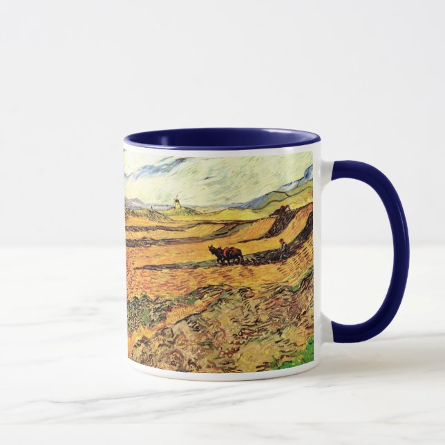 Feld mit Plowman und Mill von Vincent van Gogh Tasse (Rechts)