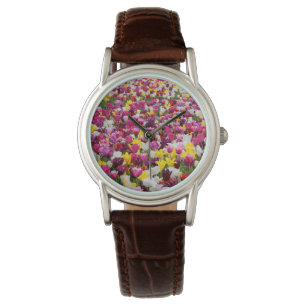 Feld mit Tulpen Armbanduhr