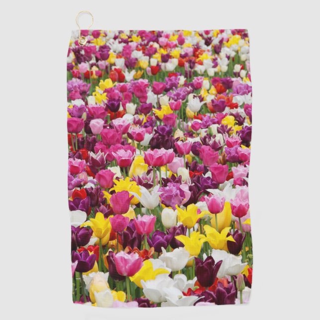 Feld mit Tulpen Golfhandtuch (Vorderseite)