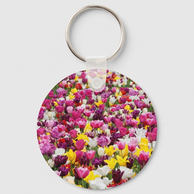 Feld mit Tulpen Schlüsselanhänger (Vorderseite)