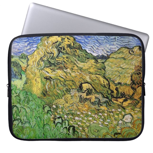 Feld mit Weizenstapeln, Vincent van Gogh. Laptopschutzhülle (Vorderseite)
