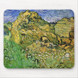 Feld mit Weizenstapeln von Vincent van Gogh Mousepad