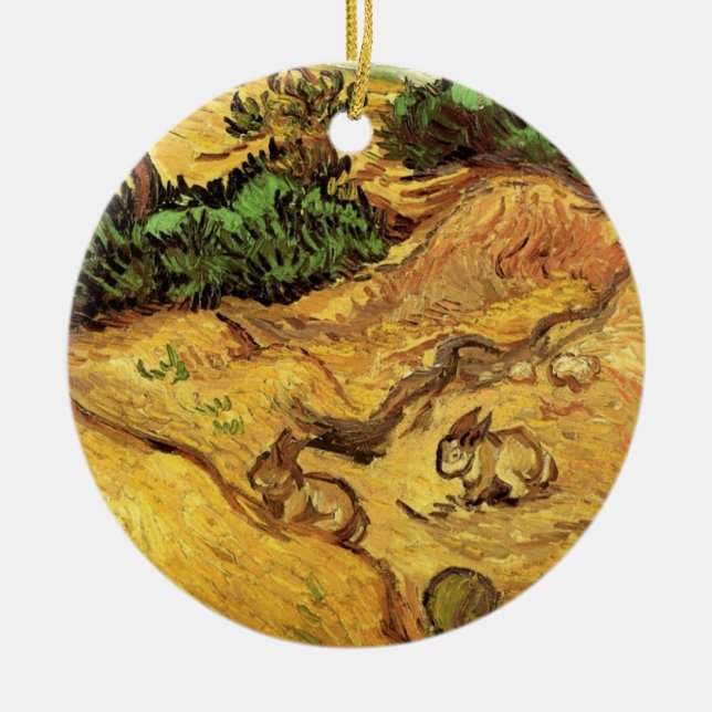 Feld mit zwei Kaninchen von Vincent van Gogh Keramik Ornament (Vorne)