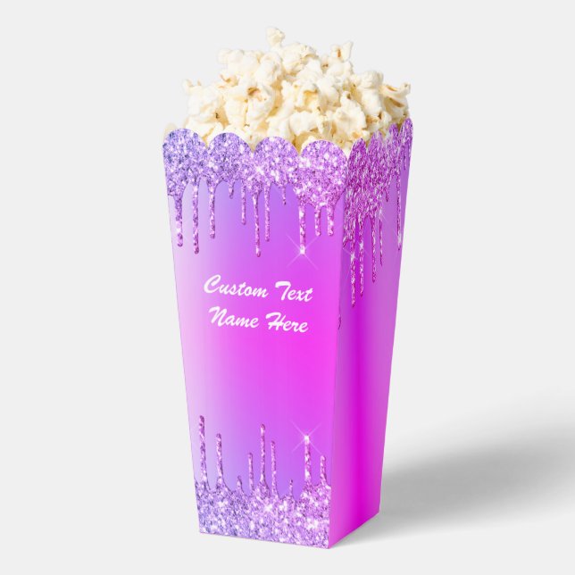 Feld "Popcorn" für lila rosa Glitzer Geschenkschachtel (Geplatzt)