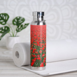 Feld roter Mohnblumen Trinkflasche