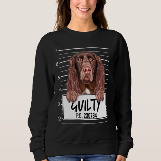 Feld Spaniel Mugshot Schuldig Hund Sweatshirt (Vorderseite)