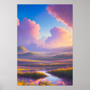 Feld Sunset Blume Poster