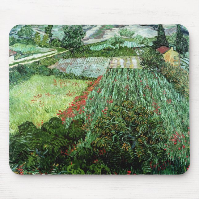 Feld Vincent van Goghs | mit Mohnblumen, 1889 Mousepad (Vorne)