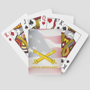 Feldartilleriesoldat mit amerikanischer Flagge Spielkarten