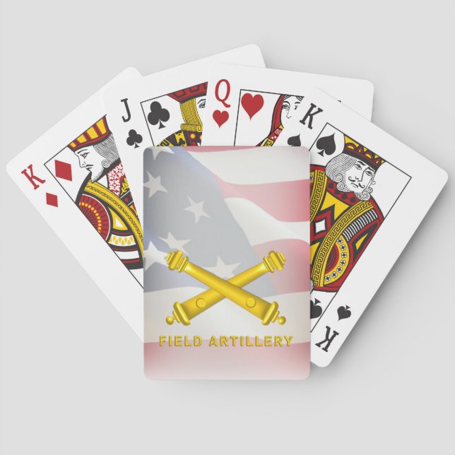 Feldartilleriesoldat mit amerikanischer Flagge Spielkarten (Rückseite)