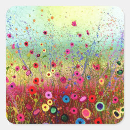 FeldBlume Quadratischer Aufkleber