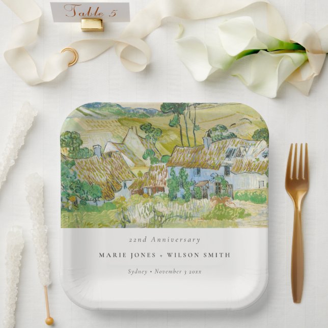 Felder Berglandschaft jedes Jahr Pappteller (Hochzeit)