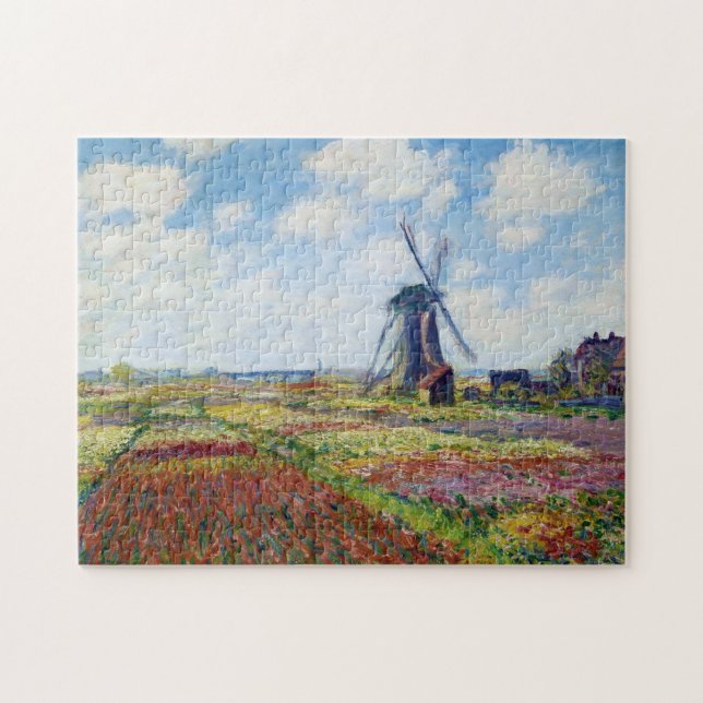 Felder der Tulpe mit der Rijnsburg Windmühle Monet (Horizontal)