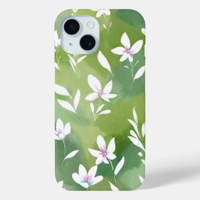 Felder mit weißer Blume | Eleganter Frühling Flora Case-Mate iPhone Hülle (Rückseite)